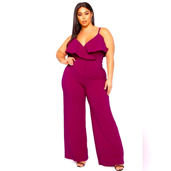 NWOT Fashionnova Magenta Jumpsuit - Picture 1 of 9